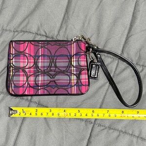 Coach Poppy Tartan Plaid Small Wristlet